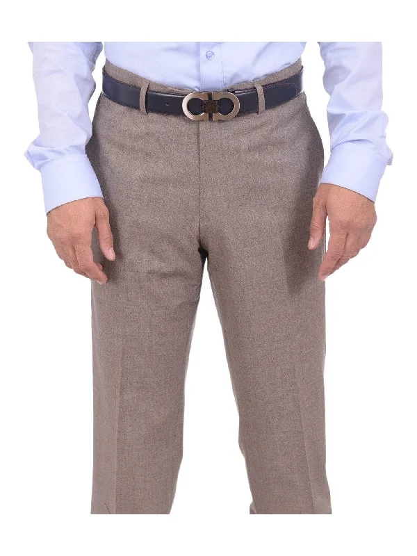 Today Only Mens Napoli Extra Slim Fit Heather Taupe Flat Front Wool Dress Pants