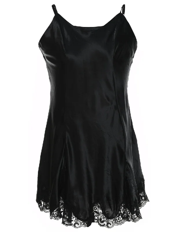 Bonus Savings Black Classic Lace Trim Slip Dress - M