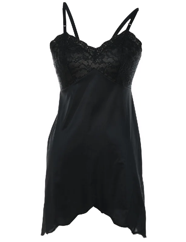 Midnight Madness Black Lace Slip Dress - S