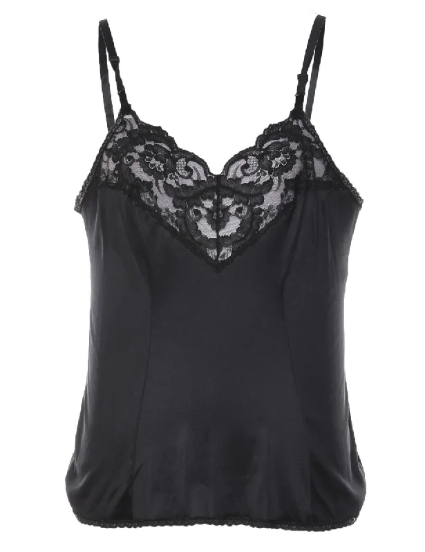 Big Discounts Black Classic Lace Trim Camisole - S