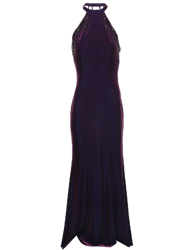Weekend Bargains to Snag Beaded Halterneck Dress - S