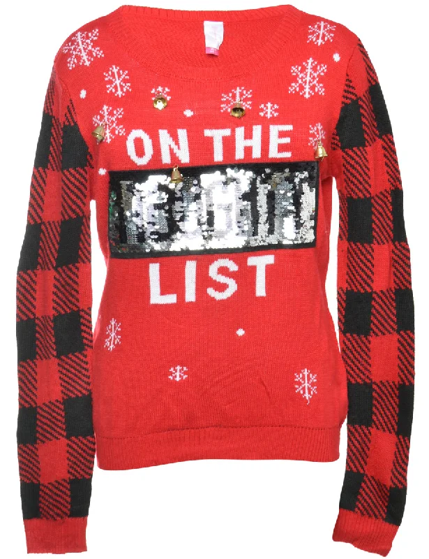 Discount Days Beyond Retro Reworked Christmas Jumper With Bells - XL