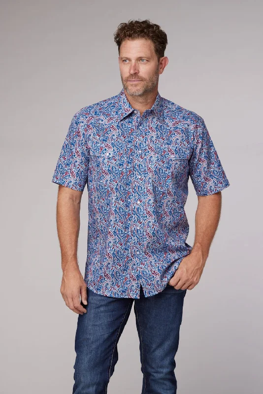 Limited Edition Roper Mens 2024 River Paisley Blue 100% Cotton S/S Shirt