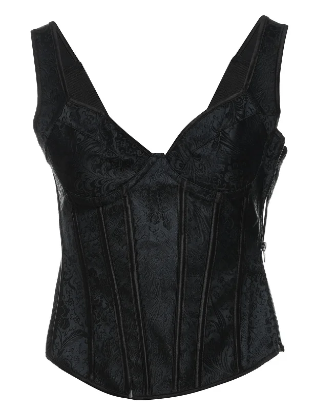 While Supplies Last Black Floral Corset Top - S