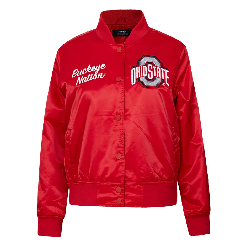 Mega Sale OHIO STATE UNIVERSITY CLASSIC WOMEN'S SATIN JACKET (RED)