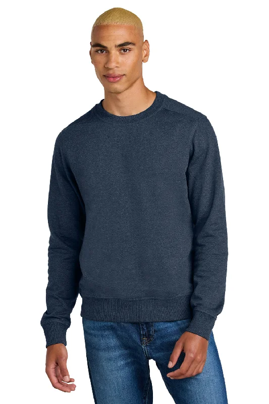 Deal Dash District Mens Re-Fleece Crewneck Sweatshirt - Heather Navy Blue