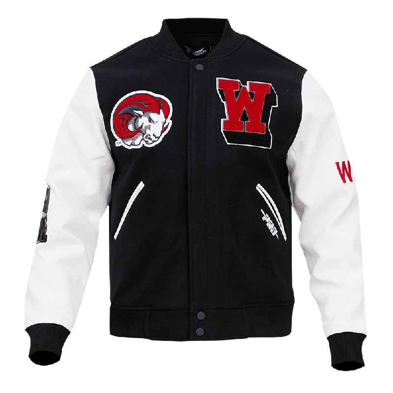 WINSTON SALEM STATE UNIVERSITY CLASSIC WOOL VARSITY JACKET (BLACK/WHITE)