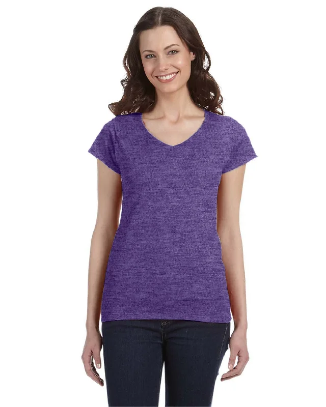 YEAR-End Clearance Gildan Ladies SoftStyle V-Neck T-Shirt | Heather Purple