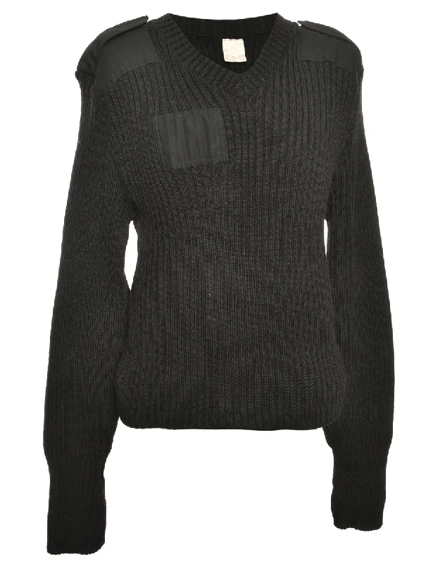 Black Long Sleeved Jumper - L