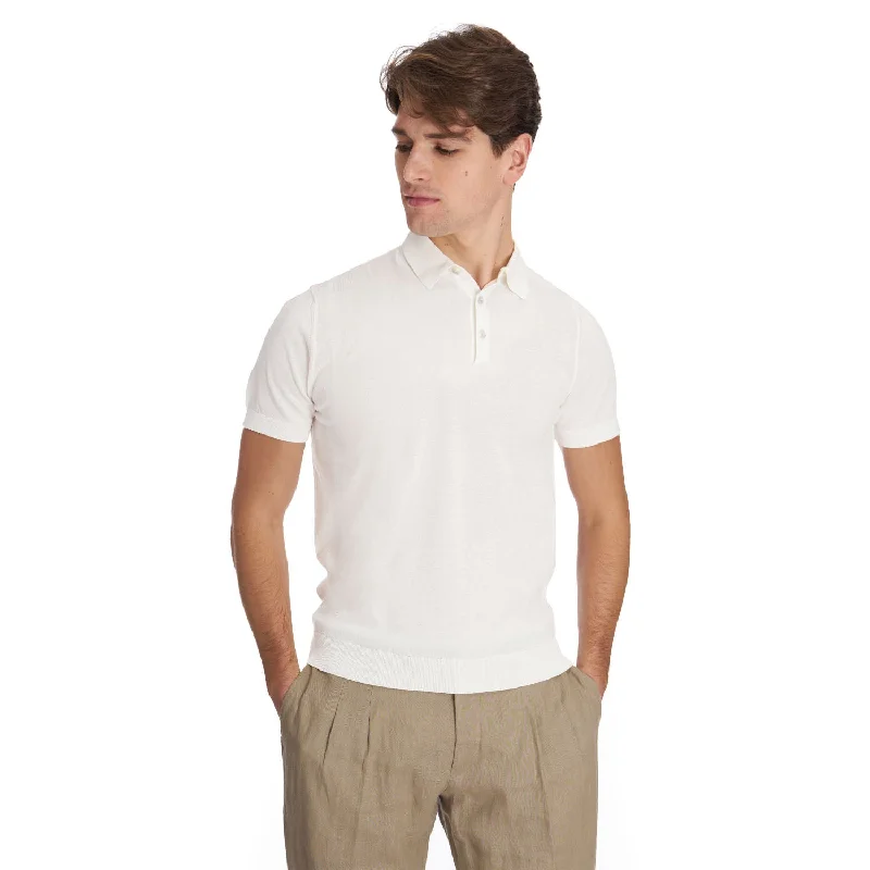 Weekend Discounts to Enjoy WHITE SHORT SLEEVE KNITTED POLO