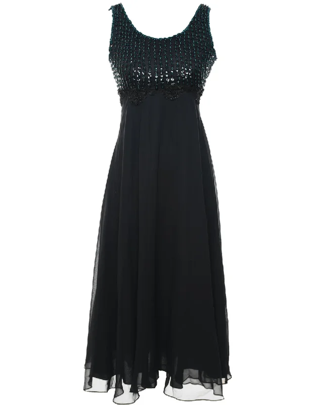 Weekend Savings Sensation Beaded & Sequinned Sparkly Evening Dress - M