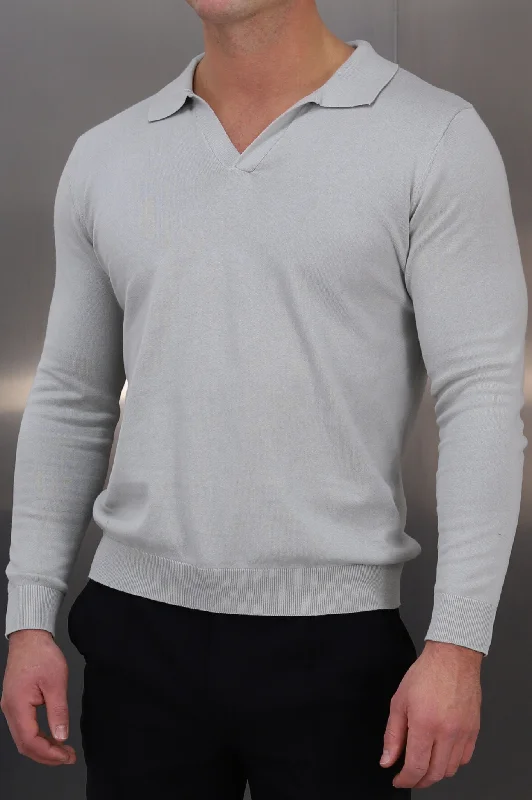 Today’s Deal Capo Egyptian Cotton Cuban Collar LS Polo Shirt - Stone