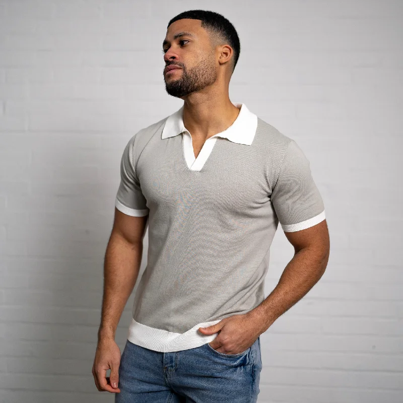 Discount Deals Capo Egyptian Cotton Contrast Cuban Collar Polo Shirt - Stone