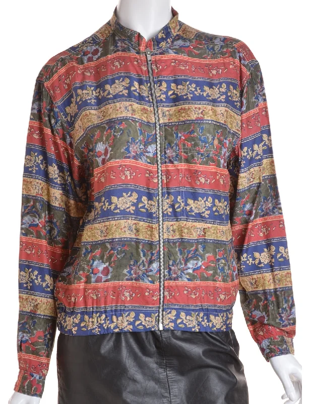 Mega Sale Beyond Retro Label Blouse Bomber Multi-colour With A Stand Collar