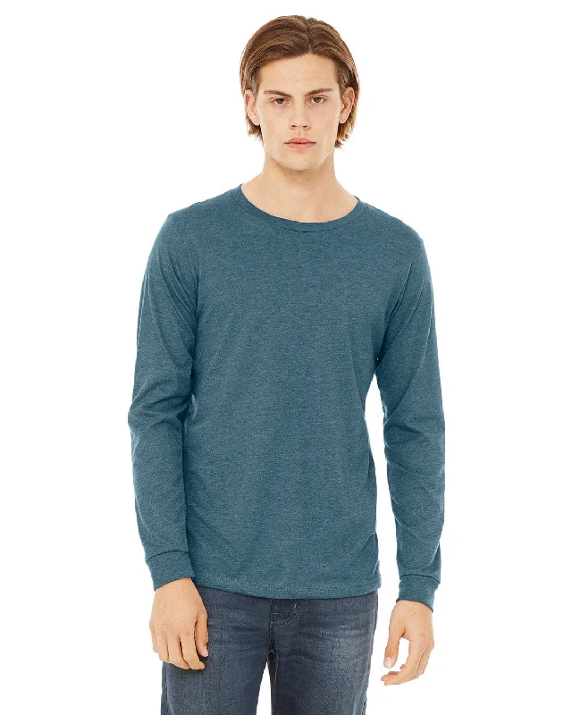 Bella+Canvas Long Sleeve Jersey T-Shirt | Hthr Deep Teal