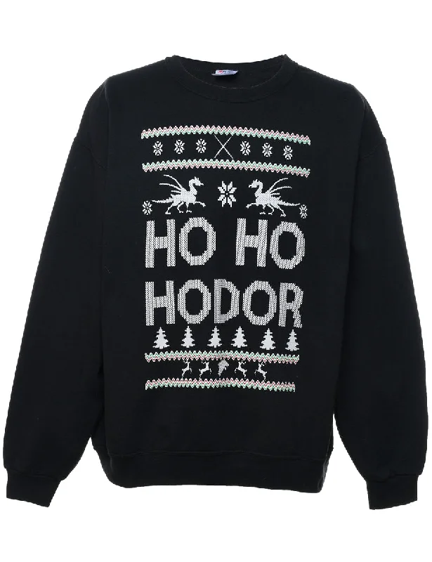 Grand Opening Sale Black Game Of Throne Design Christmas Sweatshirt - XL
