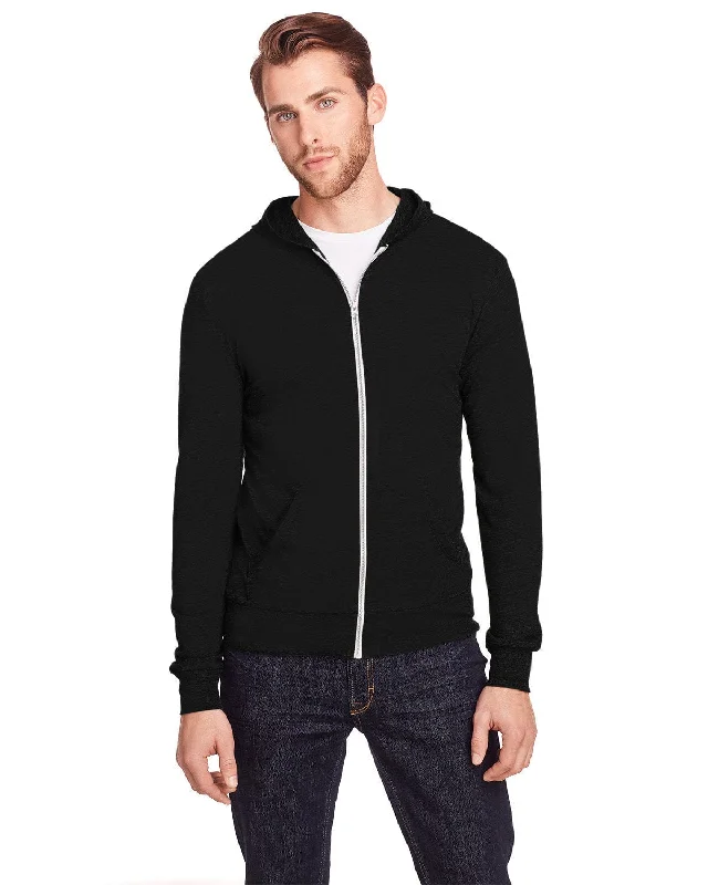 Threadfast Apparel Unisex Triblend Full-Zip Hoodie | Solid Blk Trblnd