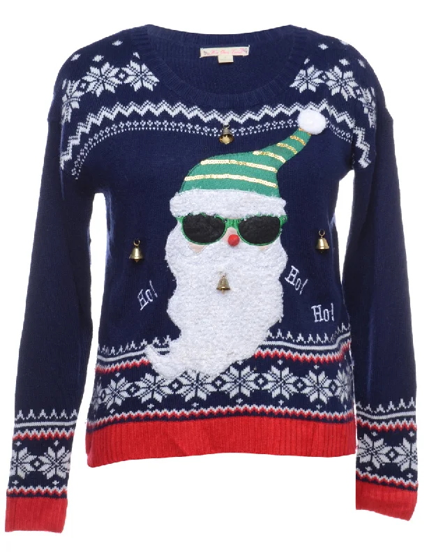 Year-End Sale Beyond Retro Reworked Christmas Jumper With Bells - L