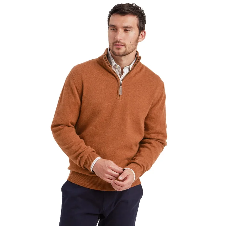 Weekend Bargains to Snag Schoffel Lewis Lambswool 1/4 Zip Jumper - Brick