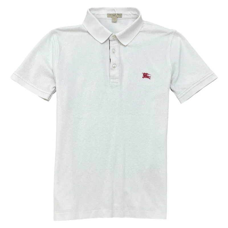 Men's Embroidered Logo Polo Shirt White Size S