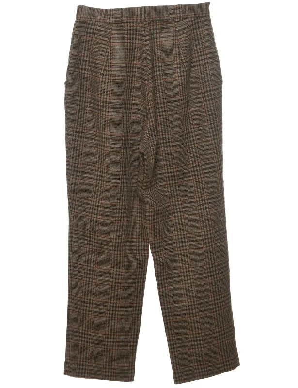 Brown Dogtooth Check Trousers - W28 L29