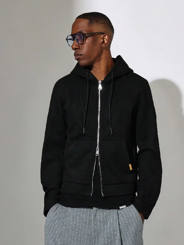 Weekend Offers That Impress Shrunken Fit Suedette Zip-Up Essential Hoodie