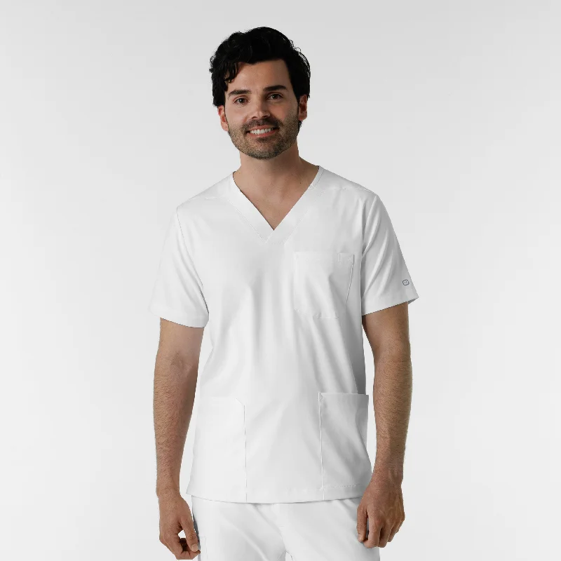 Boundless Men's Multi Pocket V-Neck Scrub Top - White