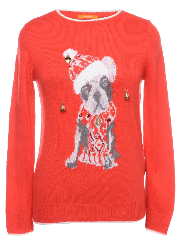 Unwind with Weekend Discounts Beyond Retro Reworked Christmas Jumper With Bells - M