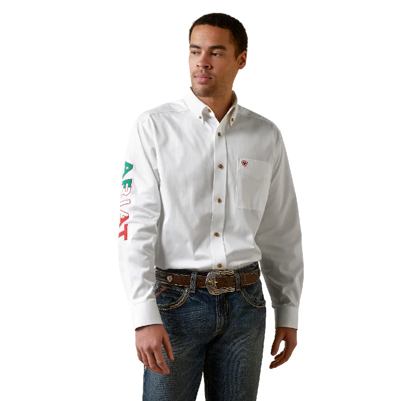 Instant Discount Ariat Men's Team Logo Mexico White Button Down Shirt