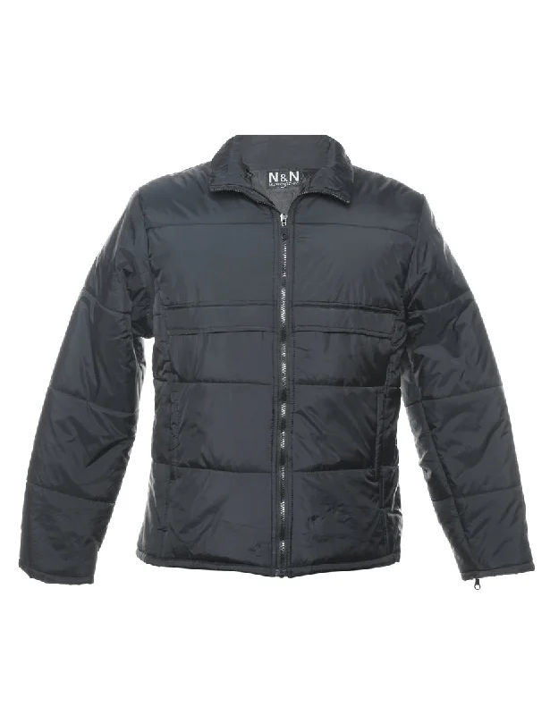 New Markdowns Black Classic Zip Front Puffer Jacket - L
