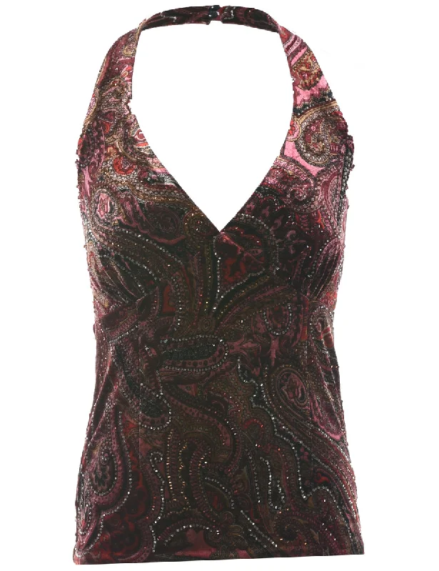 Price Reduction Beaded Velvet Y2K Evening Top - M