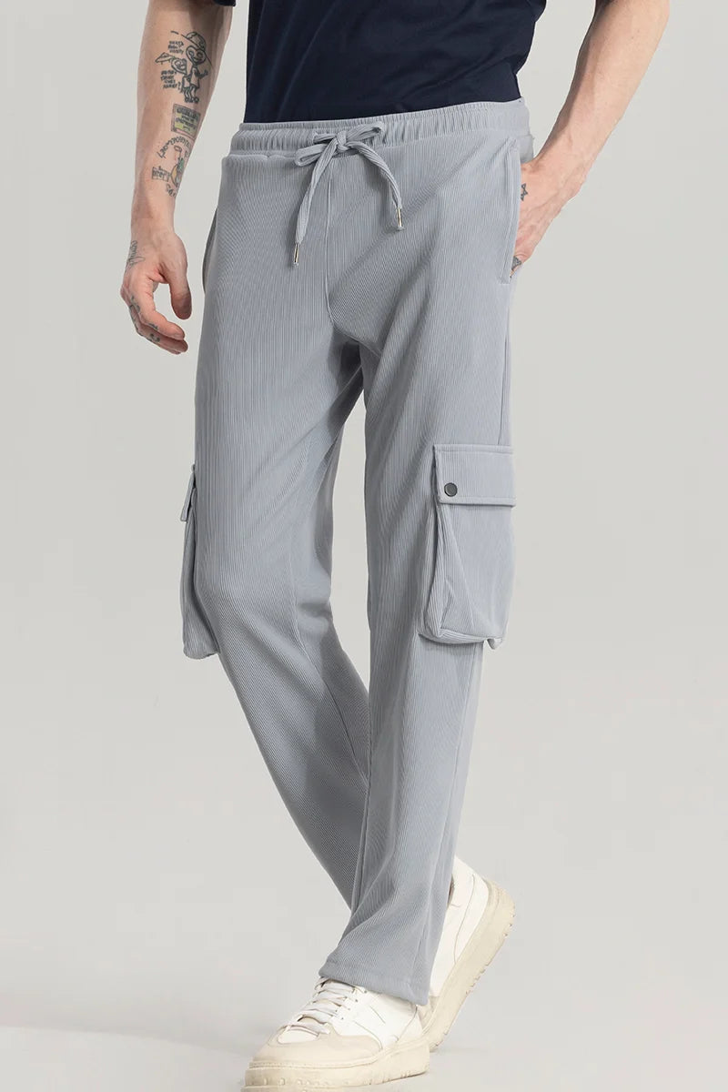 Instant Discount Pockethrive Grey Corduroy Cargo Pant