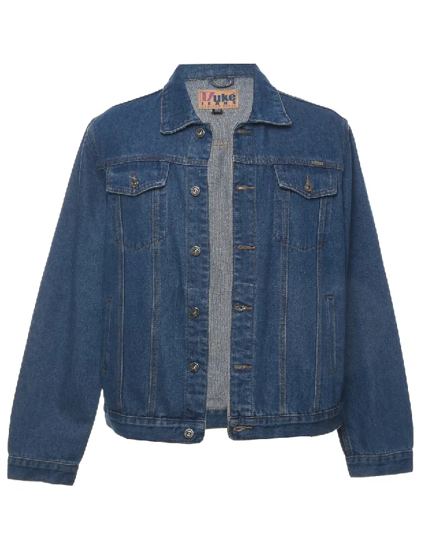 Button Front Denim Jacket - L