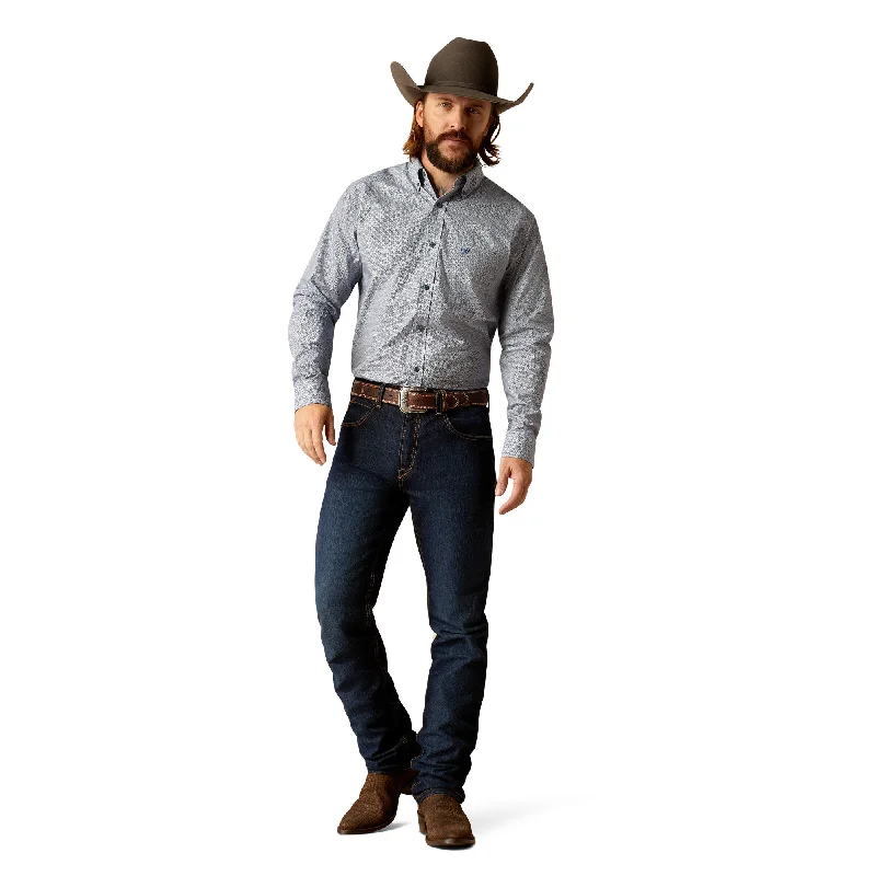 Super Sale ARIAT RIDER LIGHT BLUE FITTED LONG SLEEVE SHIRT