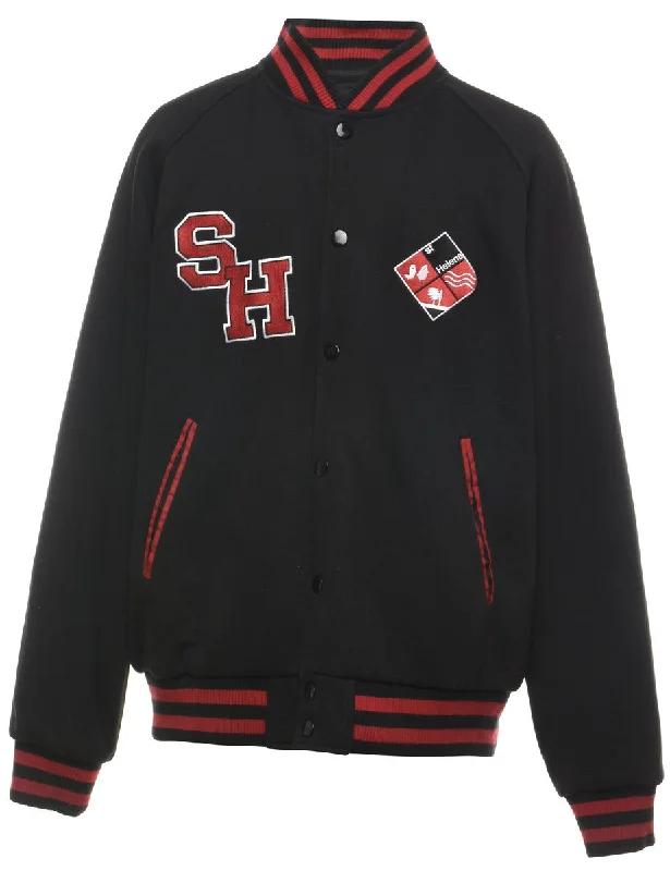 Incredible Offers Black & Red Contrast #20 Varsity Bomber Jacket - XL