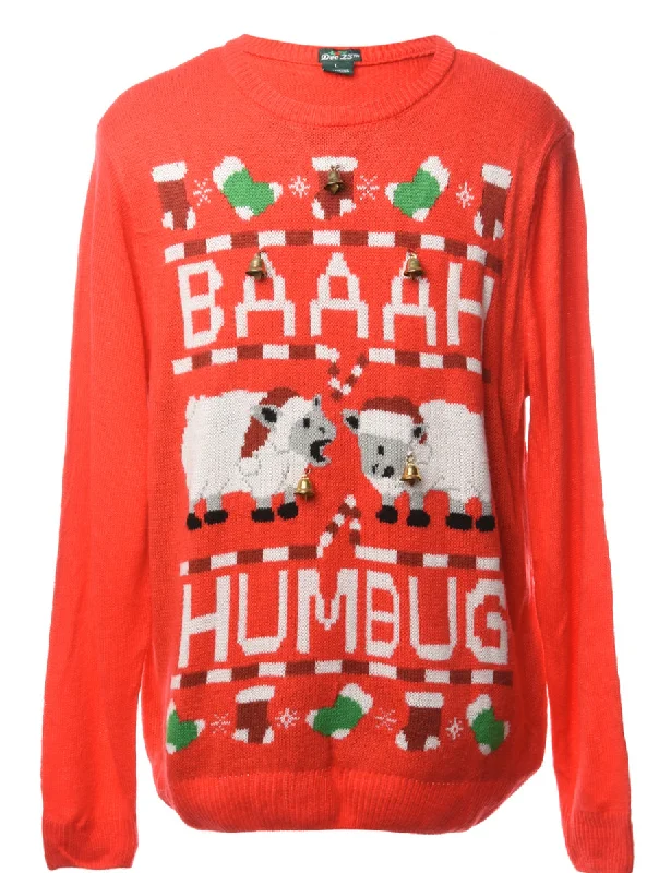 Stock Clearance Beyond Retro Reworked Christmas Jumper With Bells - L