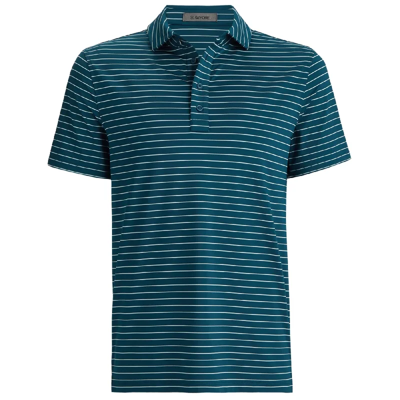 Pencil Stripe Tech Jersey Polo Deep Sea - AW24