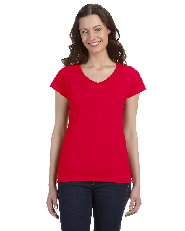 Gildan Ladies SoftStyle V-Neck T-Shirt | Cherry Red