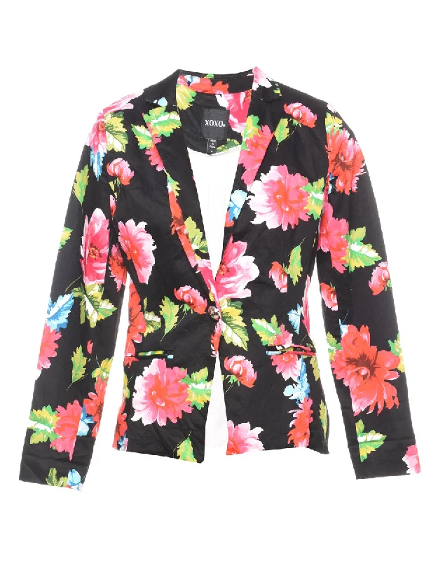 Limited Edition Black Floral Pattern Blazer - M
