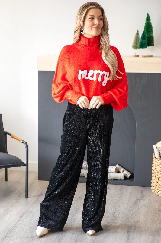 Unbeatable Prices Black Velvet Wide Leg Pants With Lurex