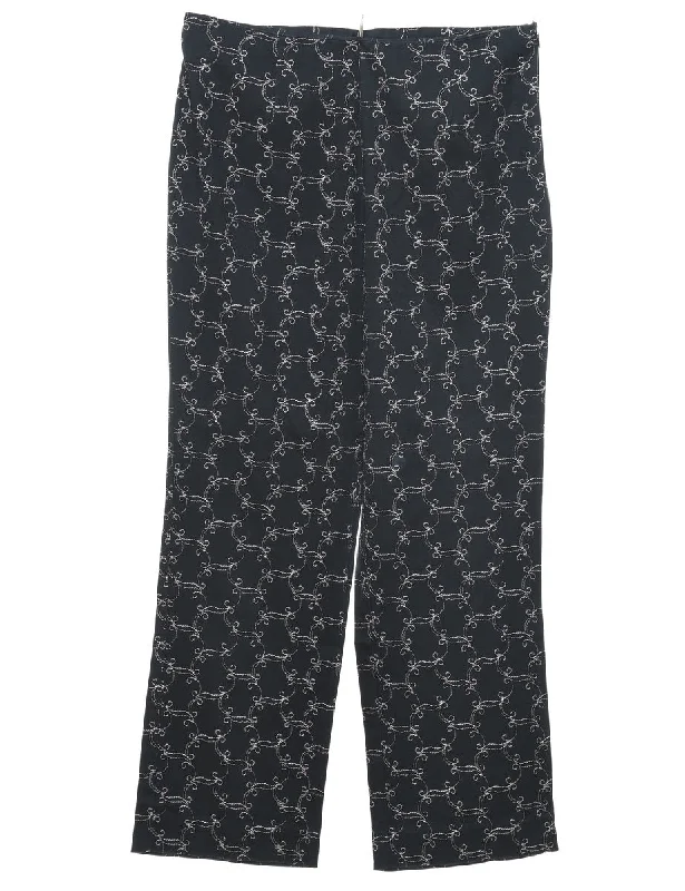 Limited Availability Black Embroidered Trousers - W30 L29