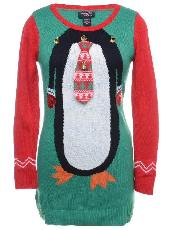 Year-End Clearance Beyond Retro Reworked Christmas Jumper With Bells - M