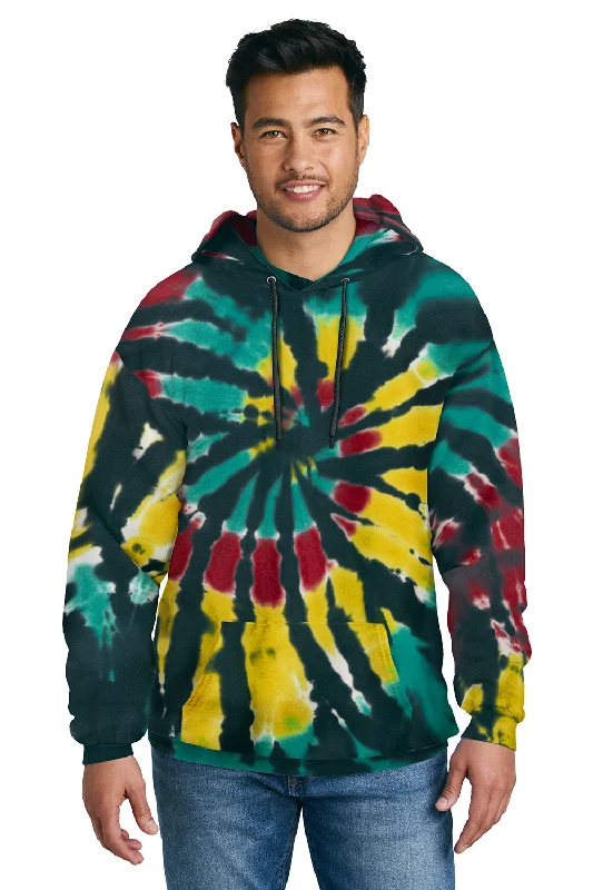 Your Weekend, Your Savings Port & Company Mens Tie-Dye Fleece Hooded Sweatshirt Hoodie w/ Pouch Pocket - Island