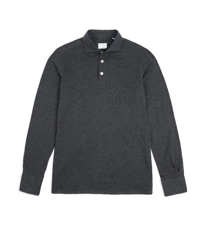 Instant Discount Finamore Cotton Cashmere Orlando Polo Shirt: Charcoal