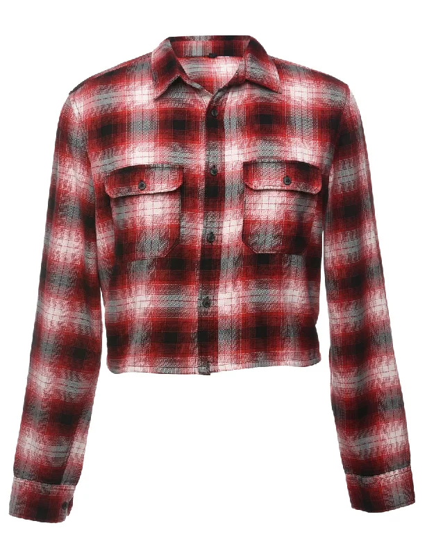 Special Buy Beyond Retro Reworked Cropped Long Sleeve Flannel Shirt - XL