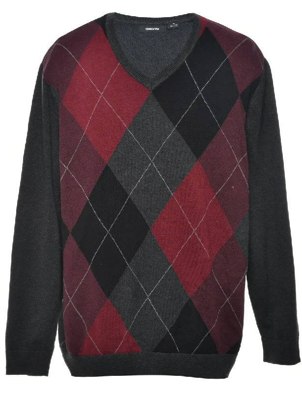 Cash Savings Argyle Knit Jumper - M