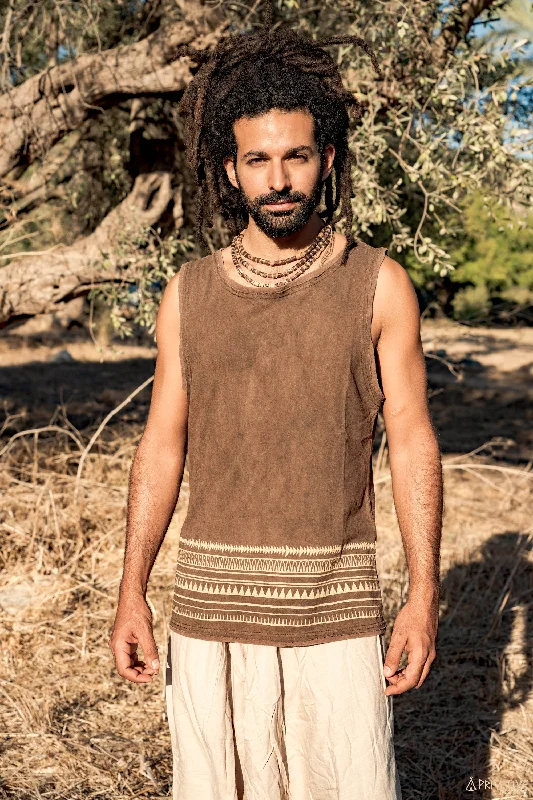 Discount Extravaganza Hemp Cotton Tank Top ᗒ with Tribal Print ᗒᗒ
