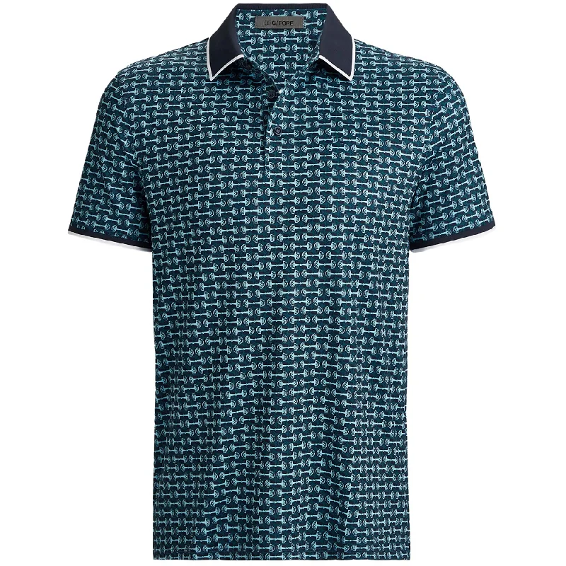 Rib Collar Tech Jersey Printed Polo Fountain - AW24