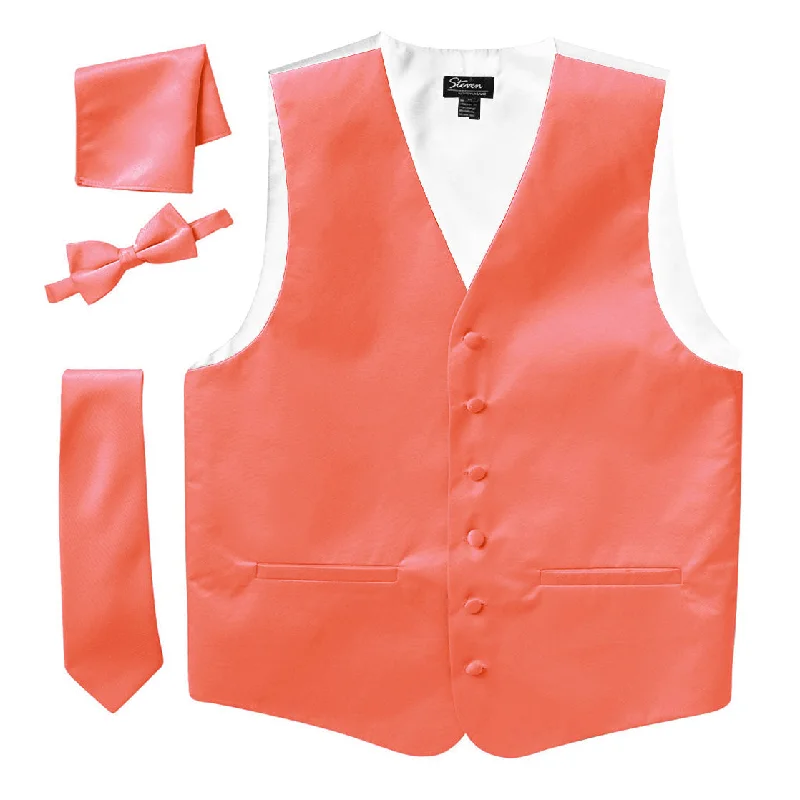 Can't Beat Steven Land Solid 4-pc. Vest with Matching Tie, Bowtie & Pocket Square