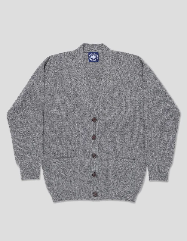 New Arrival LAMBSWOOL V NECK CARDIGAN - GREY MIX